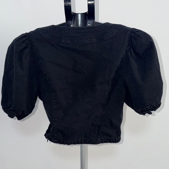Anthropologie Elegant Black Puff Sleeve Top - Picture 2 of 2